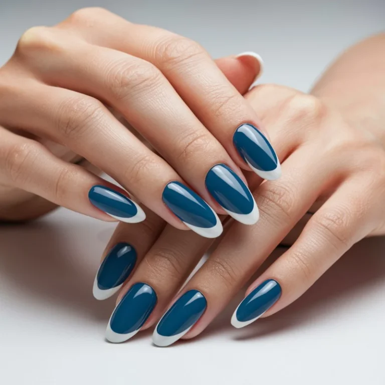 Dive into the Ocean of Elegance: Blue Nails with White French Tip