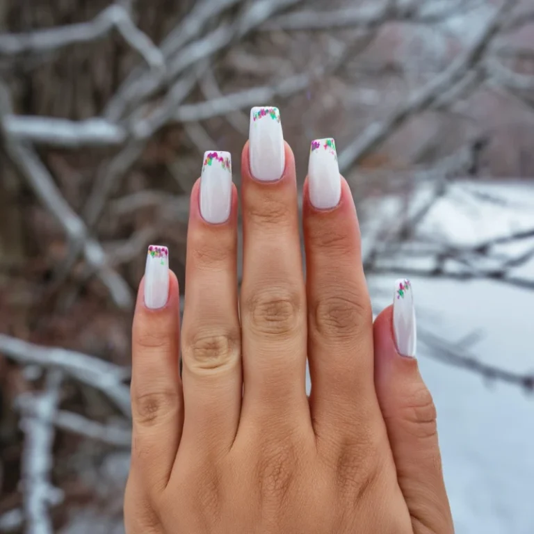 Embrace the Chill this winter with White Nails with Color Tips