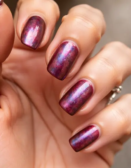 Burgundy Bliss Fall Plaid Nails