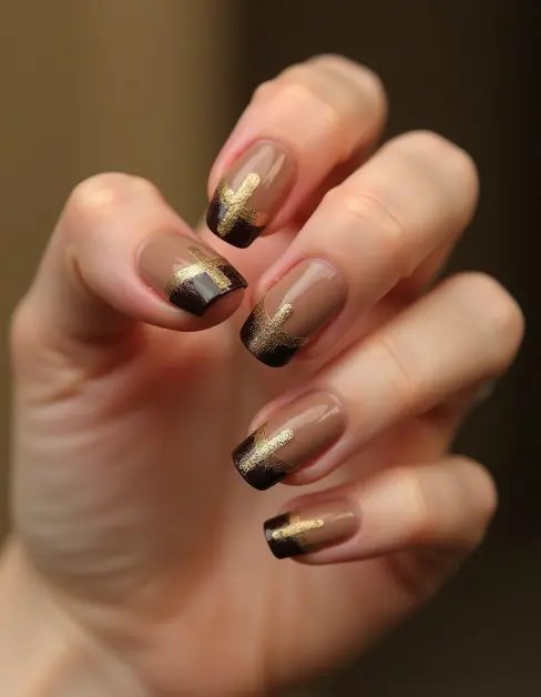 Cocoa Winter French Tip Nails