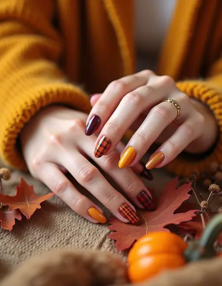 Fall Plaid Nails