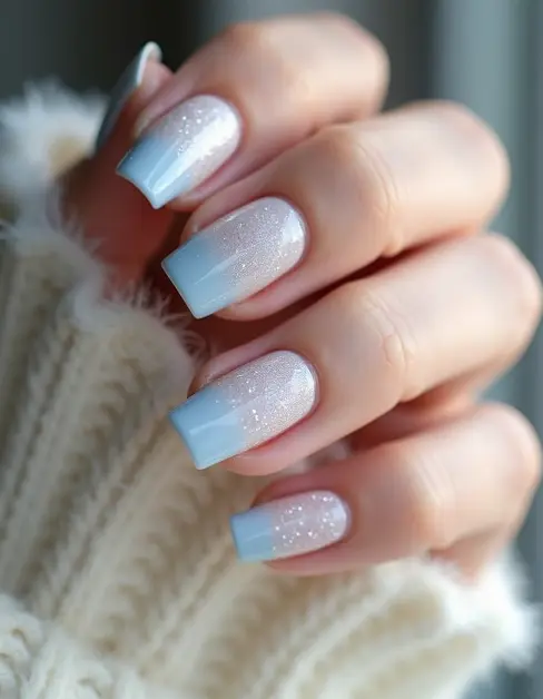 Frosted Ombre French Tips Nails