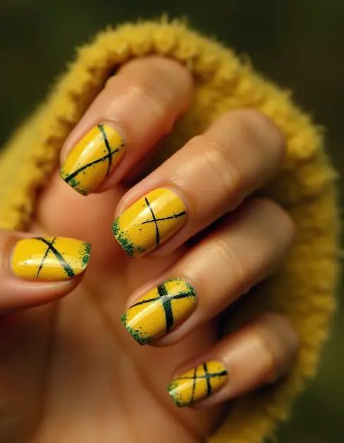 Tartan Turmeric Fall Plaid Nails