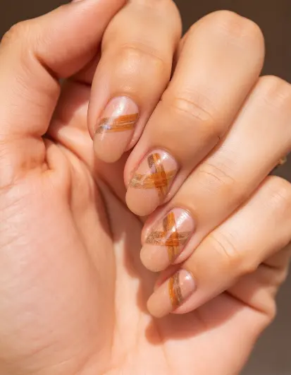 Wheat Field Fall Plaid Nails