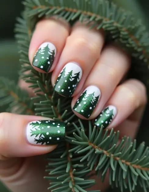 nature-inspired Winter French Tip Nails