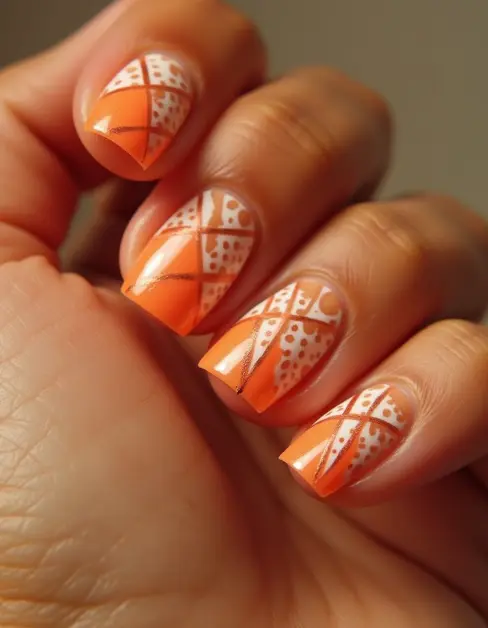 pumpkin spice Fall Plaid Nails