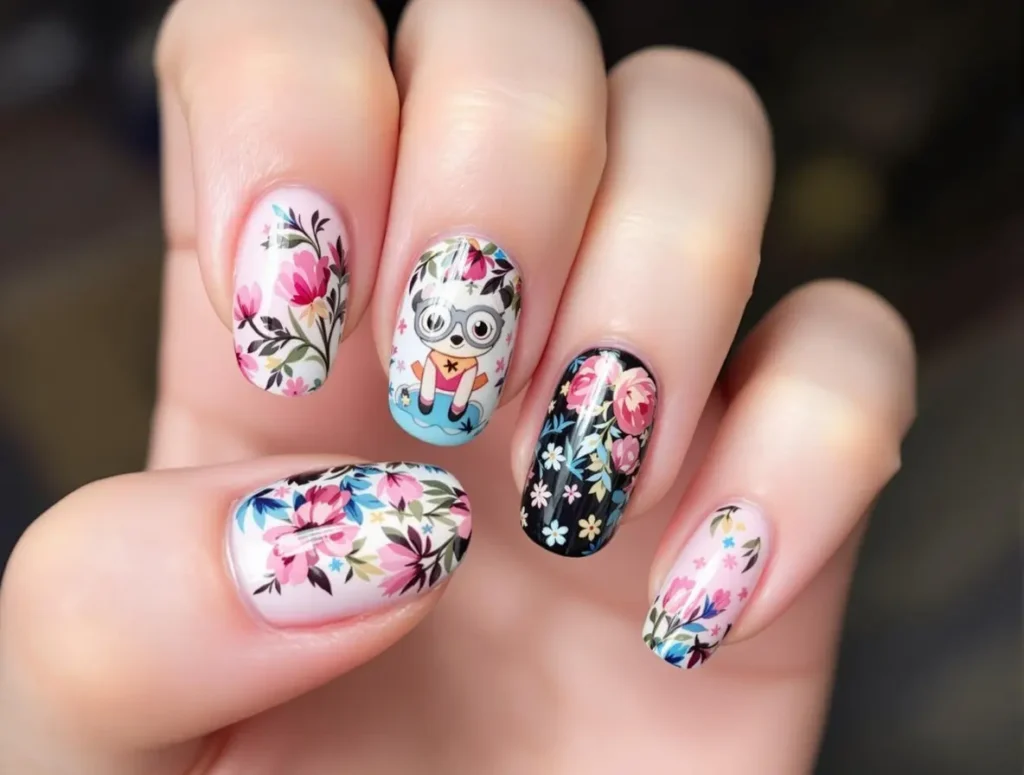 Floral Acrylic Nails