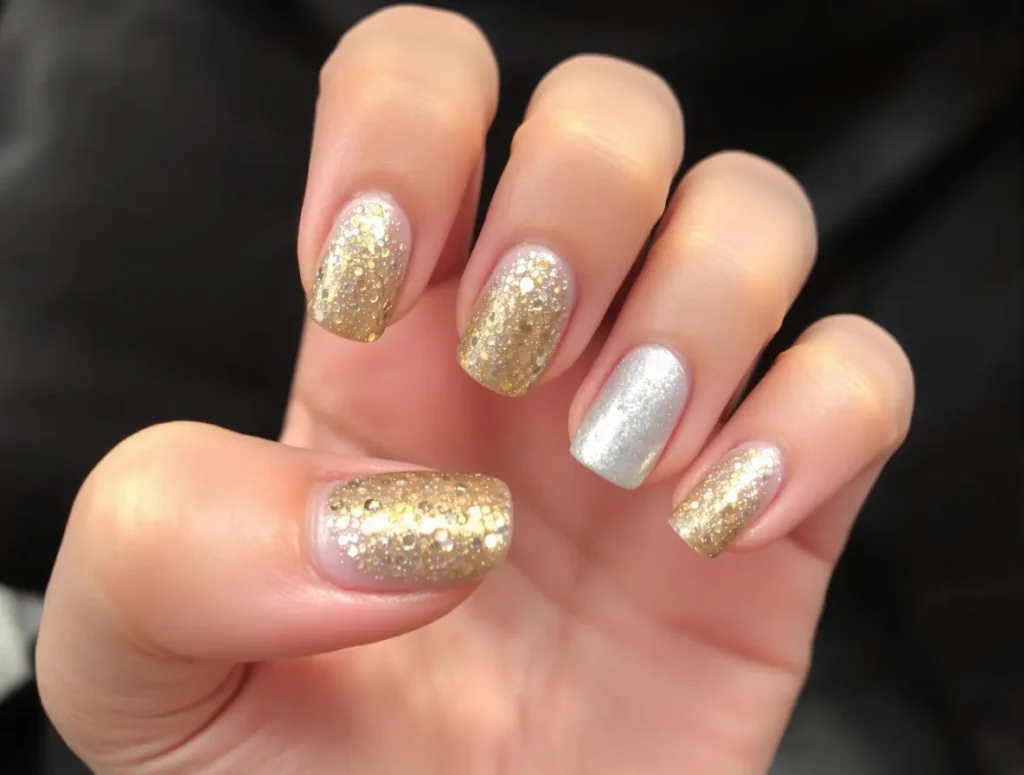 Gold and Silver Accents spring nails