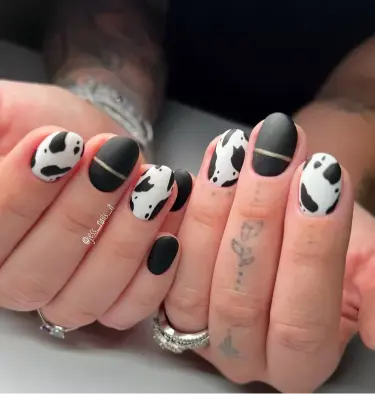 Matte Cow Print Nail Designs