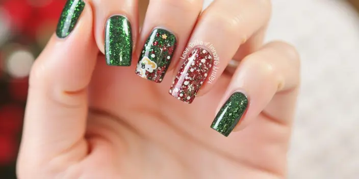 Christmas Nail Ideas with Sparkle & Glitter