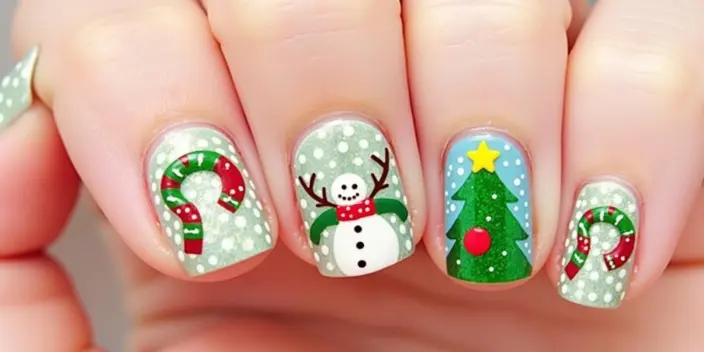 Classic Red & Green Christmas Nails