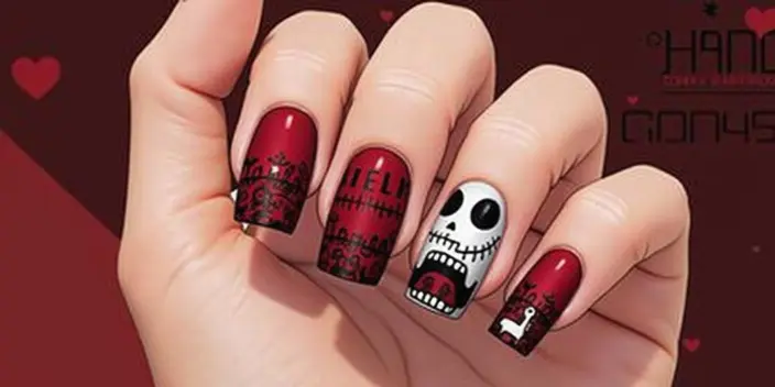 Horror Valentine Nails