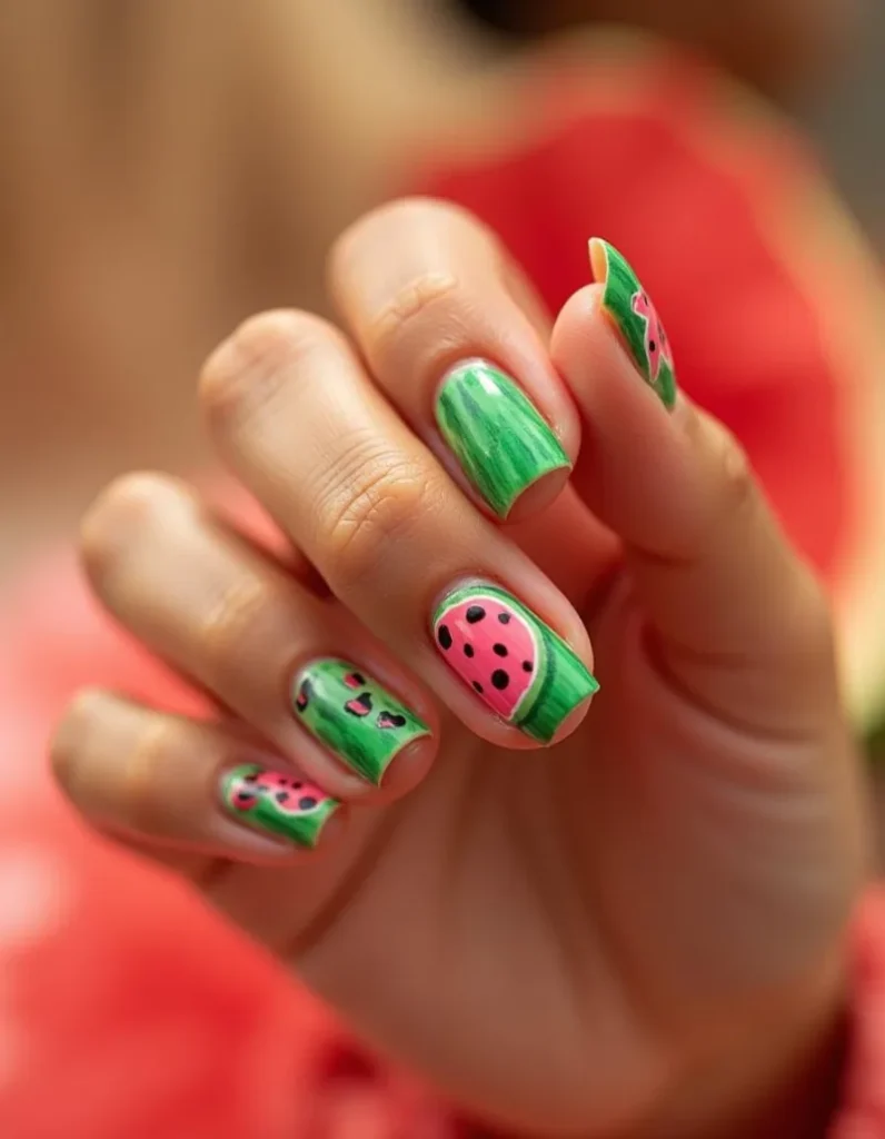 Melon Madness Summer Nails