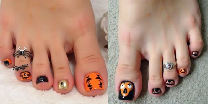 Modern Twists on Halloween Toe Nails Art