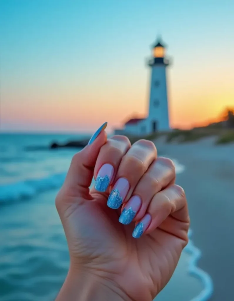 Nautical Blues End Summer nail design