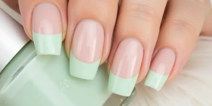 mint green french tip nails