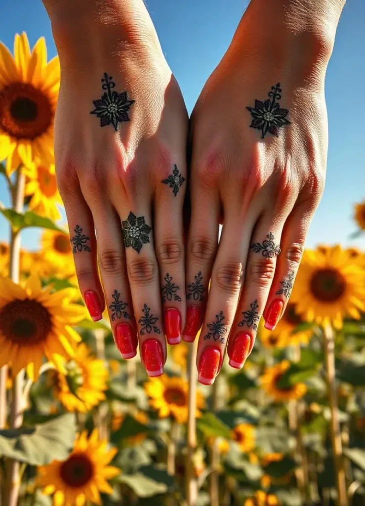 showing various floral nail designs