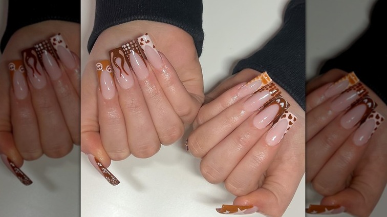 Brown French Tip Nails