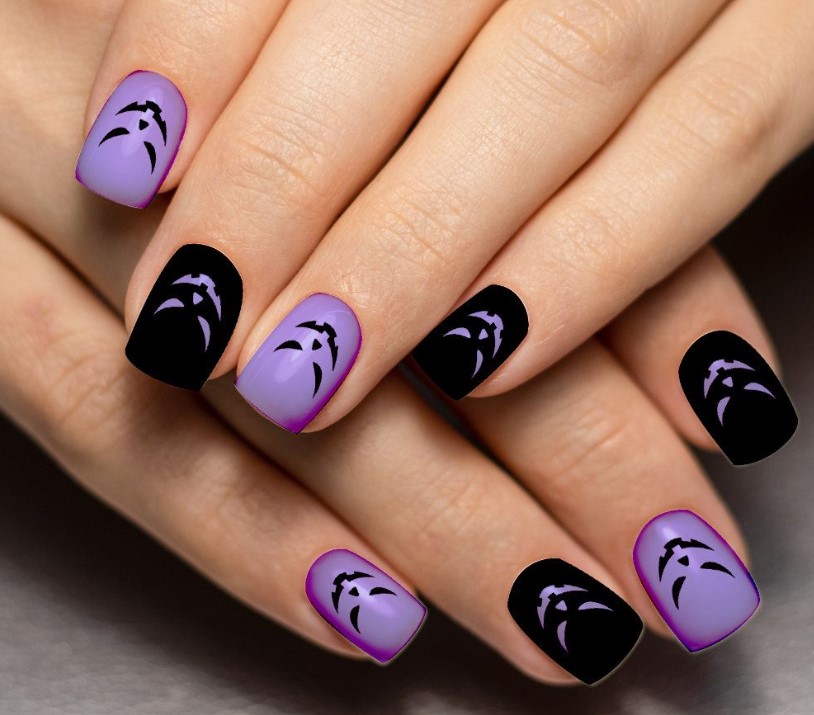 purple and black halloween nails